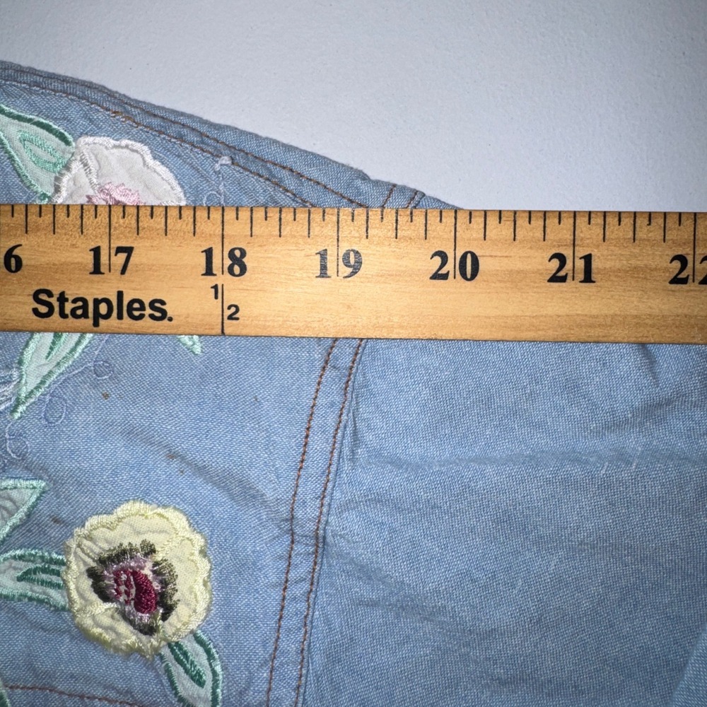 Styles To Go Button Down Shirt Womens 12 Multicolor Pastel Floral Embroidered - Picture 6 of 11